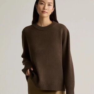 Mongolian Cashmere Oversized Crewneck Sweater in Brown